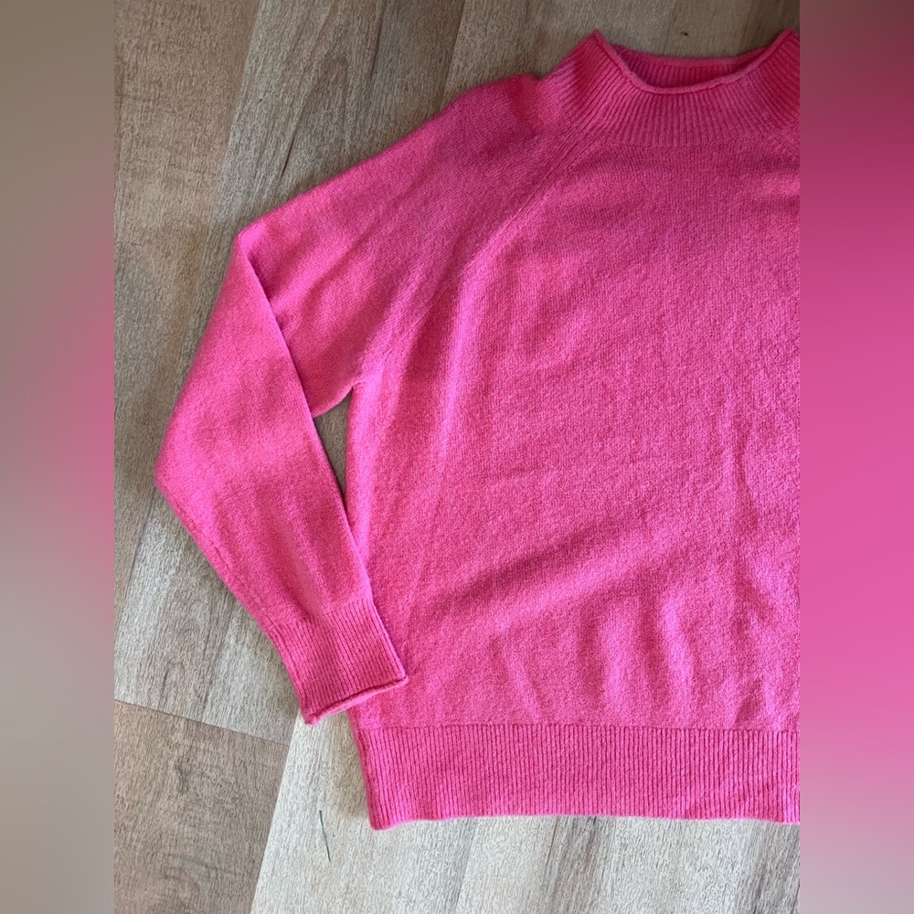 J crew roll neck super soft wool alpaca blend pink sweater size large - Picture 4 of 5